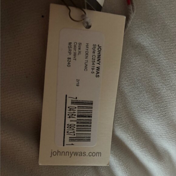 Johnny Was Hayden Tunic In White size XL - Picture 3 of 9